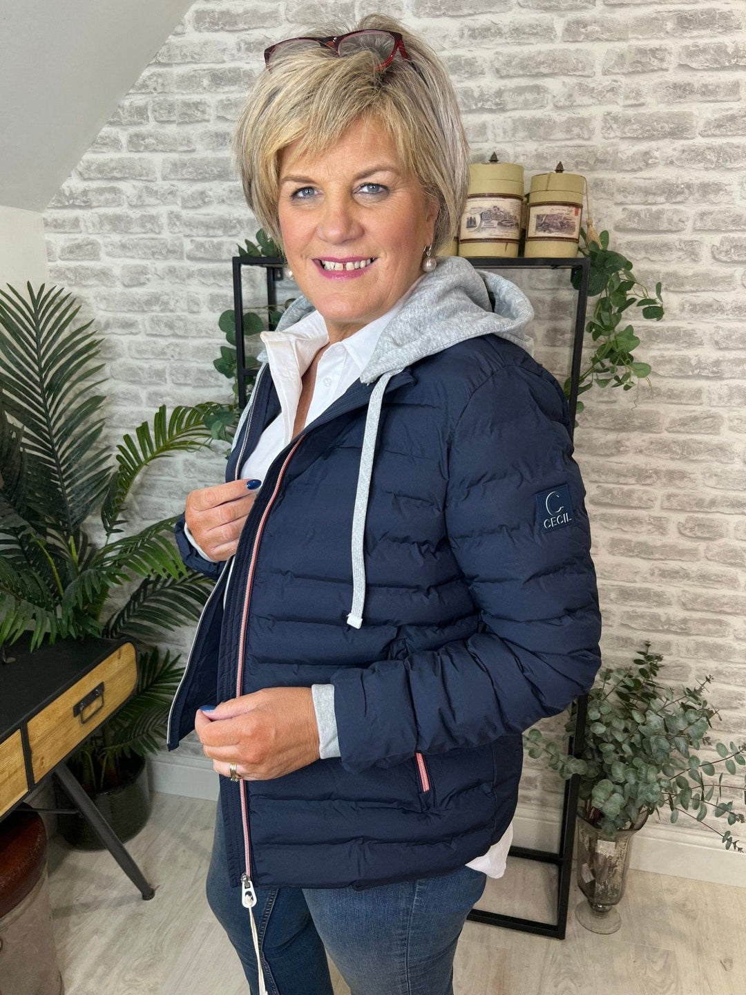 Cecil Hooded Quilted Jacket In Deep Blue - Crabtree Cottage