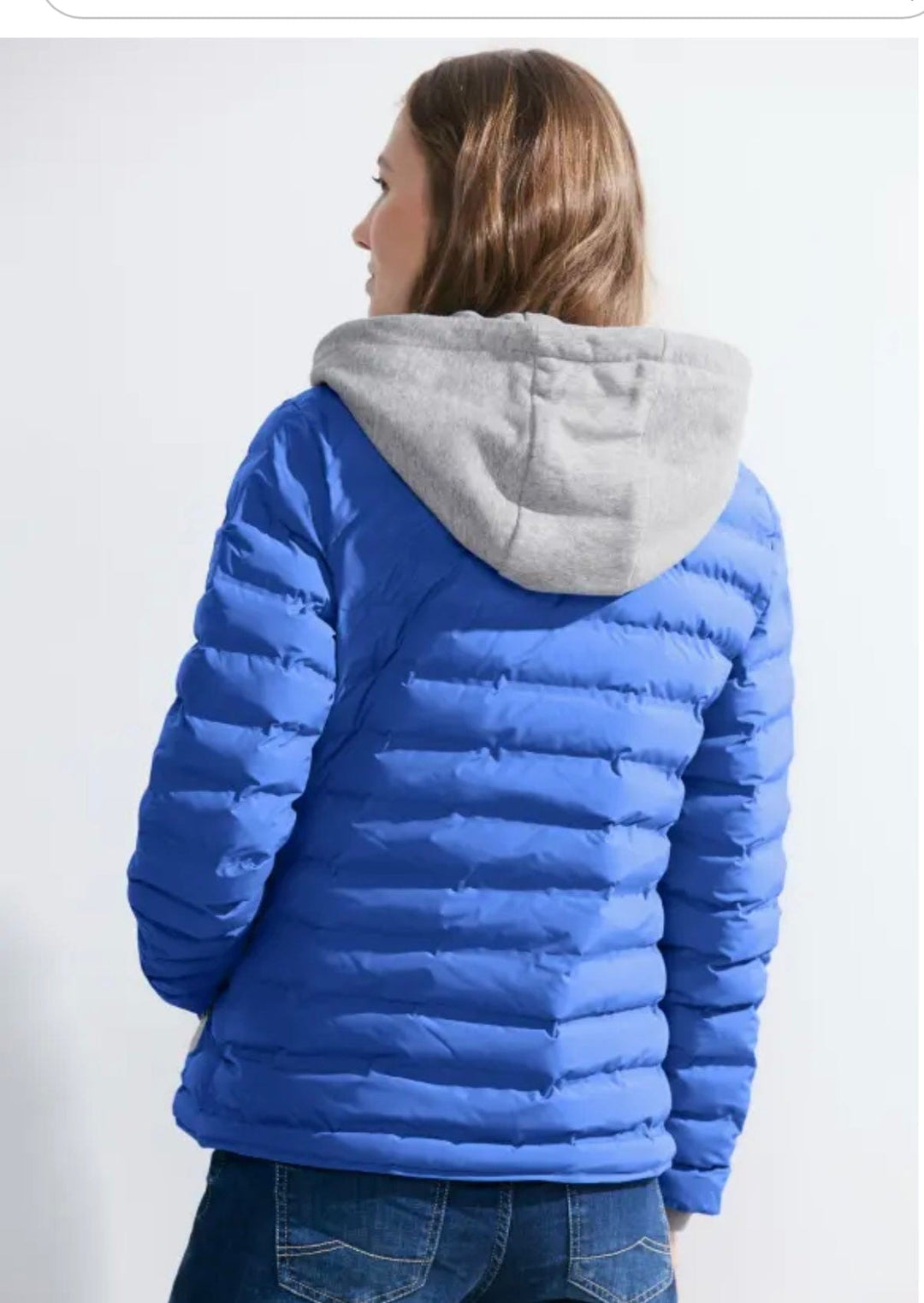 Cecil Hooded Quilted Jacket In Water Blue - Crabtree Cottage