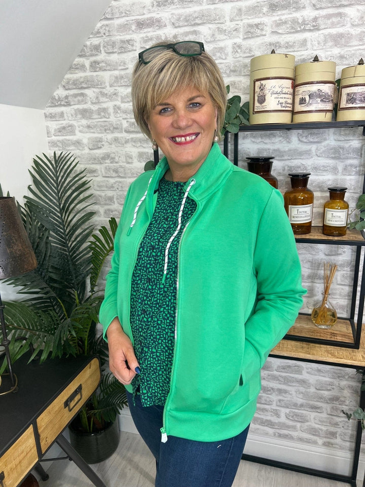 Cecil Matmix Zipped Sweatshirt In Celery Green - Crabtree Cottage