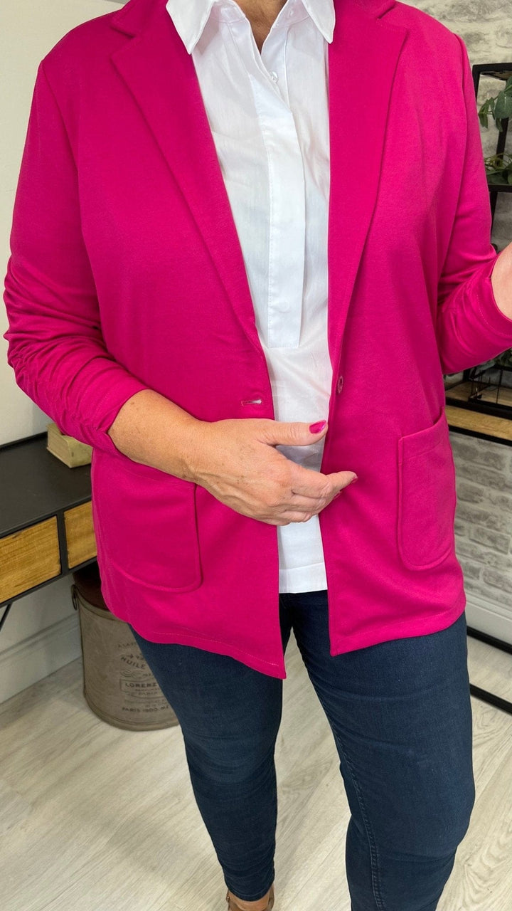 Cecil Oversized Blazer With Gathering In Pink - Crabtree Cottage