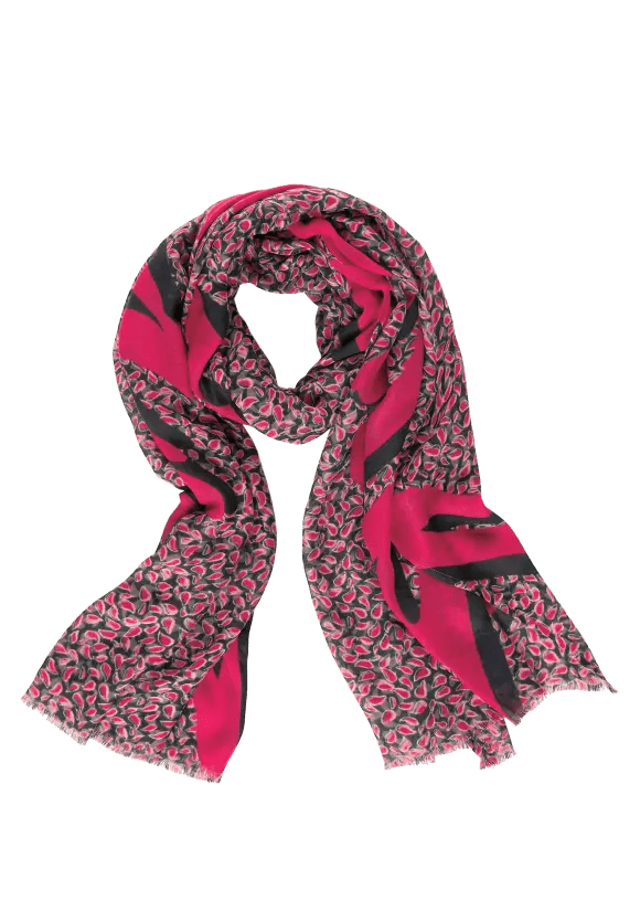 Cecil Printed Scarf In Cosy Coral - Crabtree Cottage
