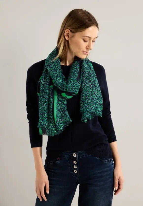 Cecil Printed Scarf In Easy Green - Crabtree Cottage