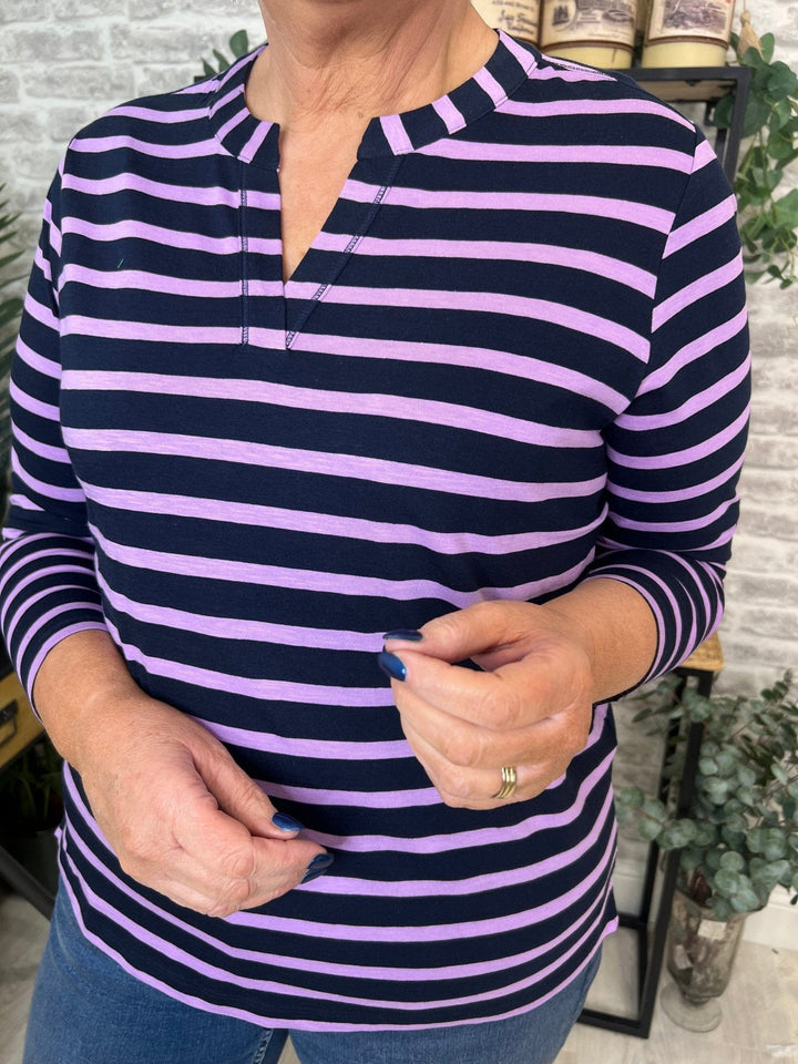 Cecil Striped Top In Sporty Lilac - Crabtree Cottage