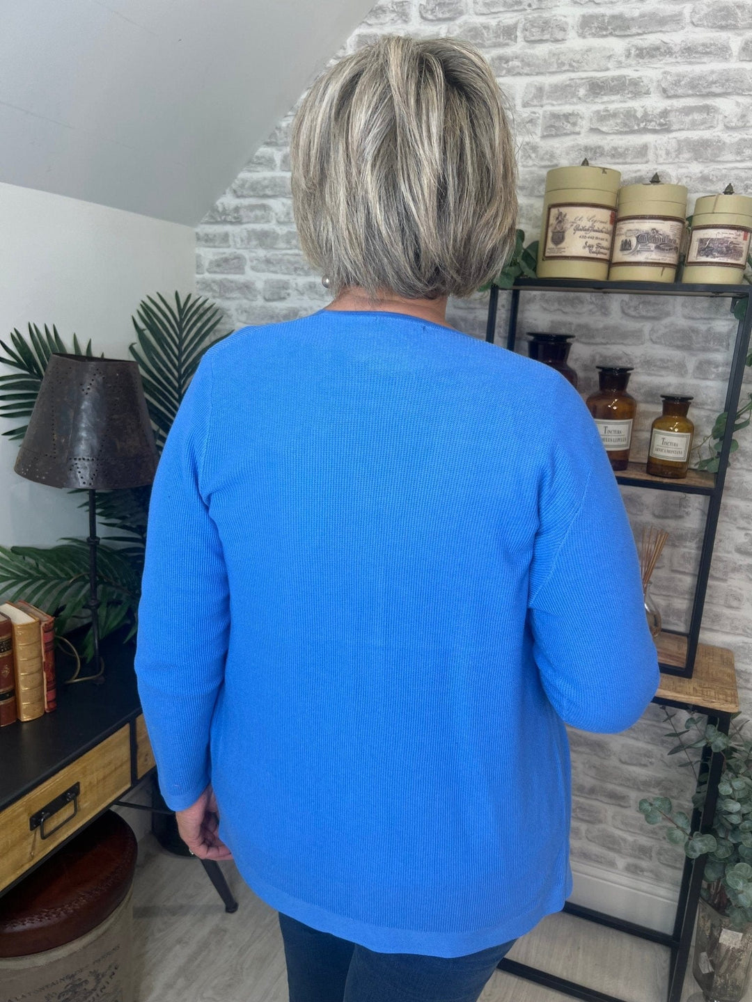 Cecil Structured Open Cardigan In Water Blue - Crabtree Cottage
