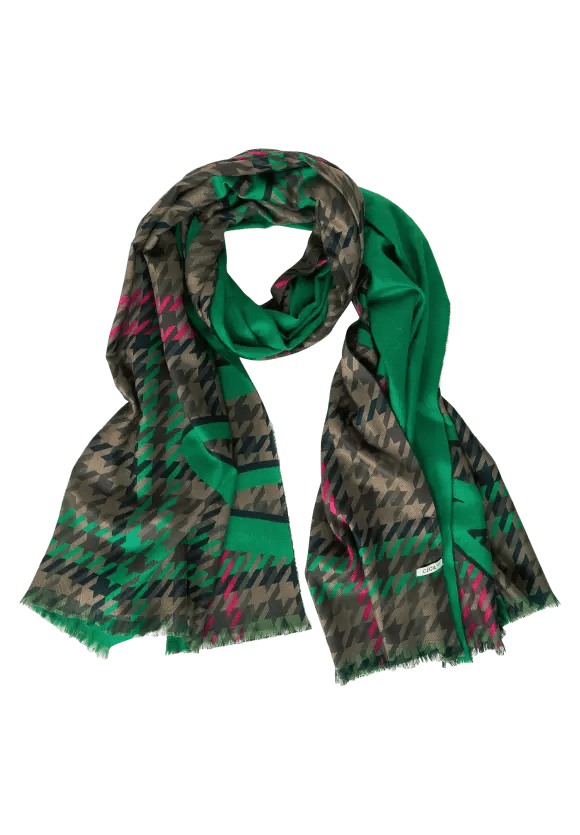 Cecil Wording Printed Scarf In Easy Green - Crabtree Cottage