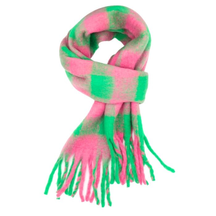 Elisha Chunky Scarf In Pink & Green Mix - Crabtree Cottage