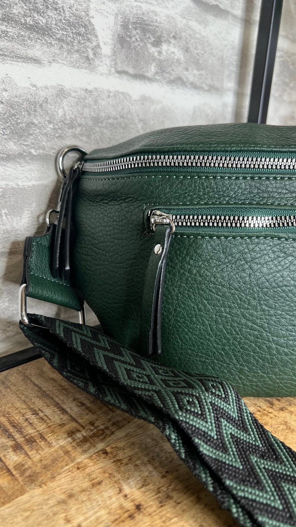 Ella Bum Bag Tan With Crossbody Strap In Green - Crabtree Cottage