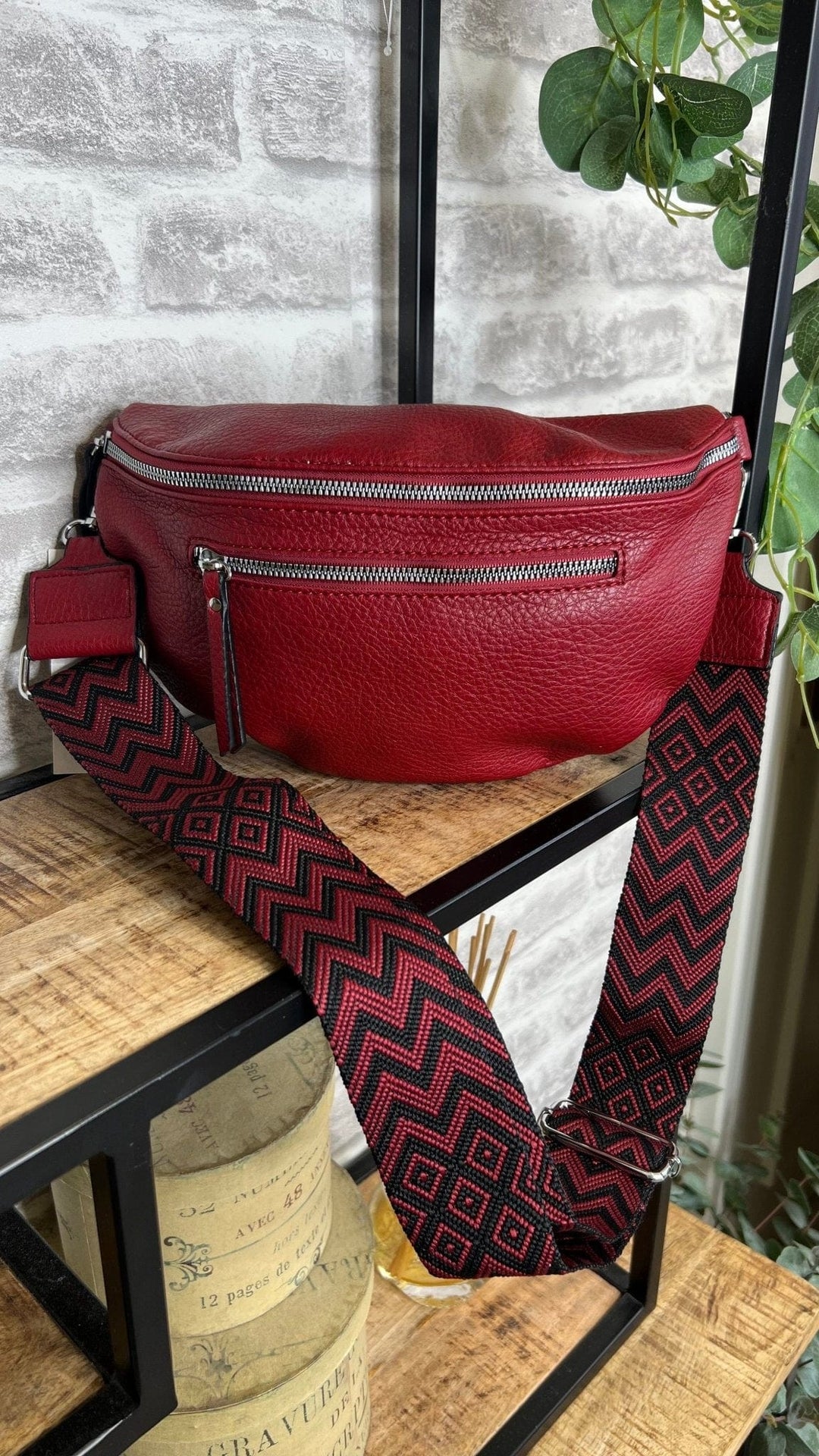 Ella Bum Bag Tan With Crossbody Strap In Red - Crabtree Cottage