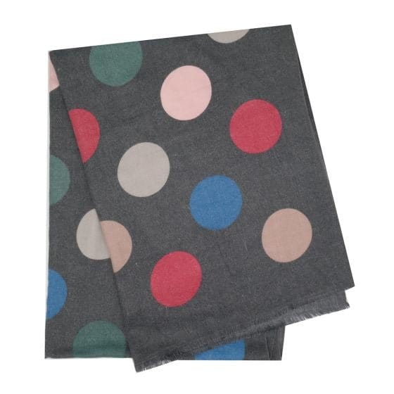 Ellie Dots Print Scarf In Charcoal - Crabtree Cottage