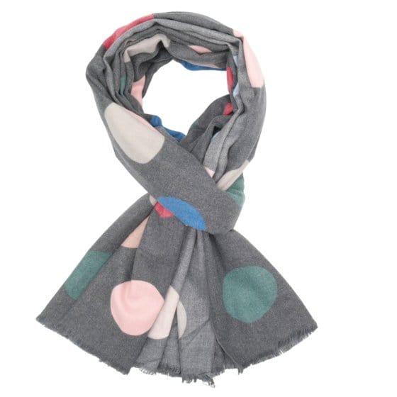 Ellie Dots Print Scarf In Charcoal - Crabtree Cottage