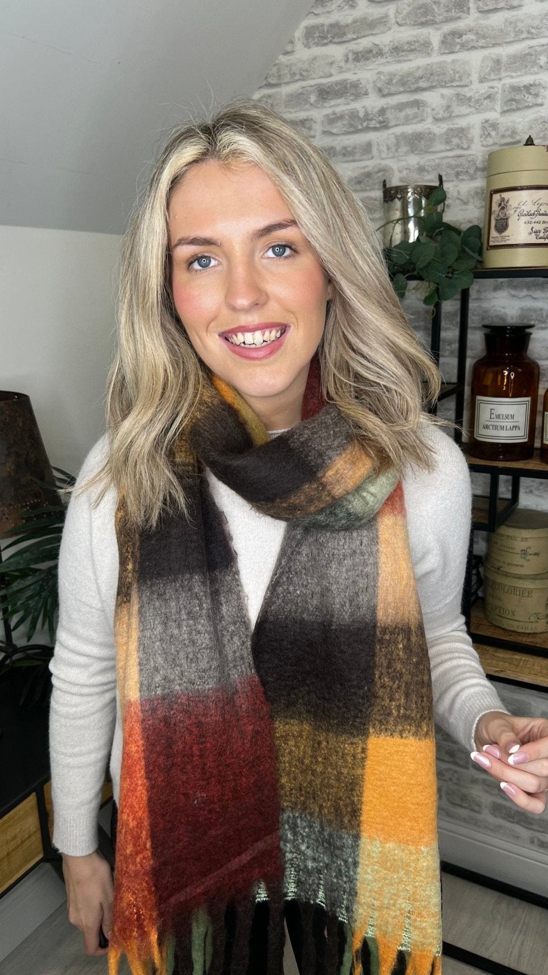 Emily Chunky Scarf In Brown Mix - Crabtree Cottage
