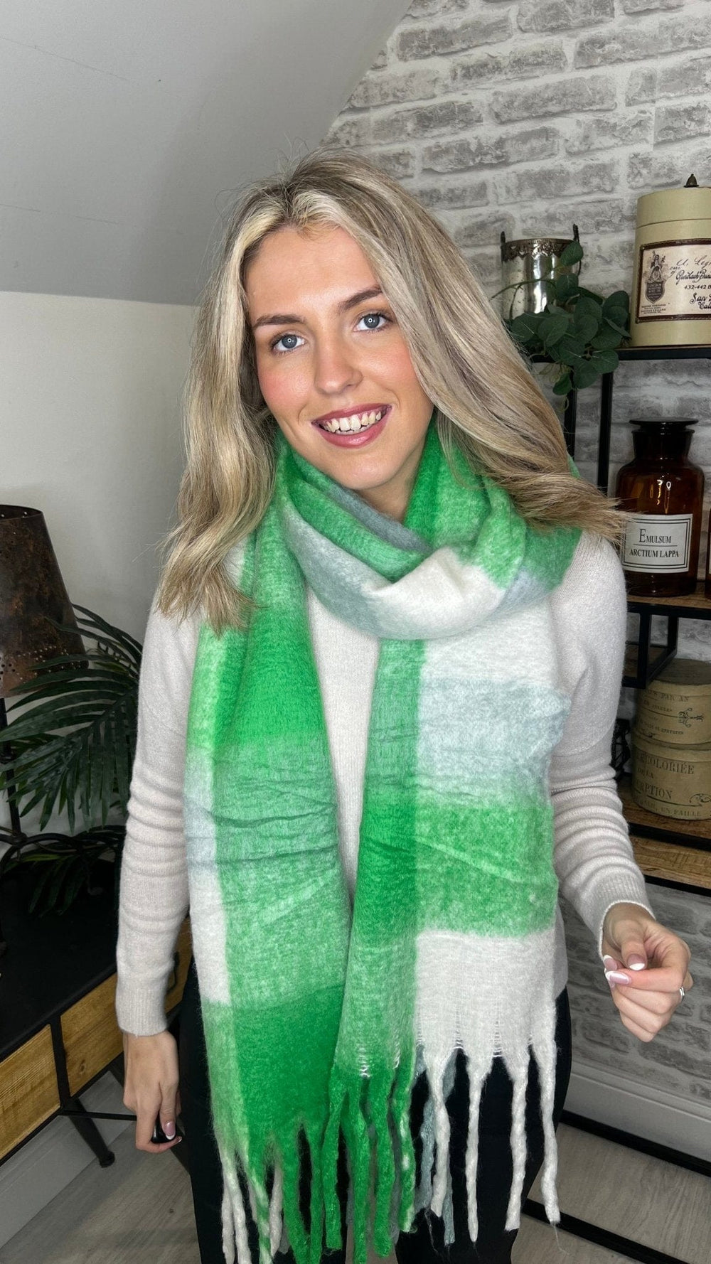 Emily Chunky Scarf In Green Mix - Crabtree Cottage