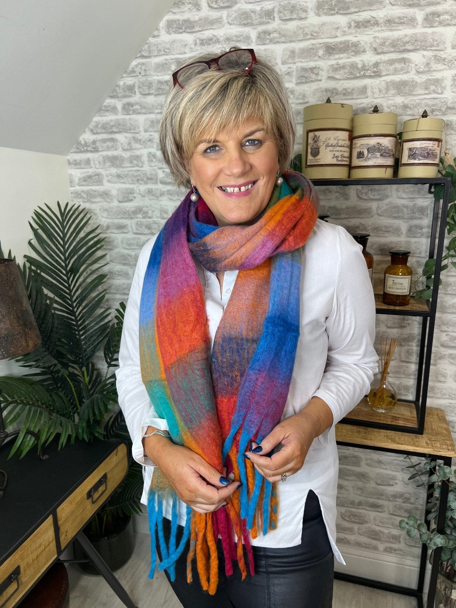 Emily Chunky Scarf In Orange Mix - Crabtree Cottage
