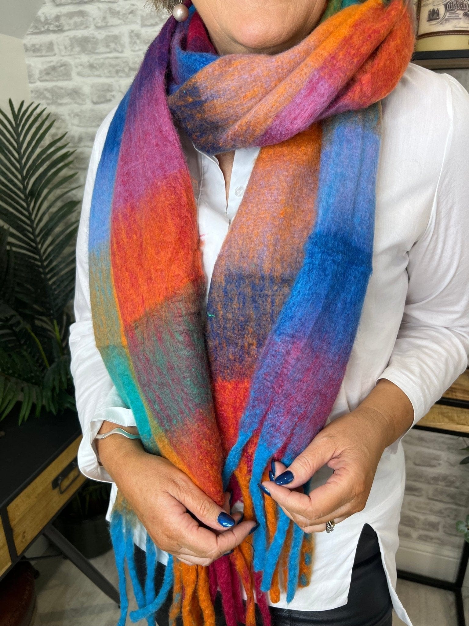 Emily Chunky Scarf In Orange Mix - Crabtree Cottage