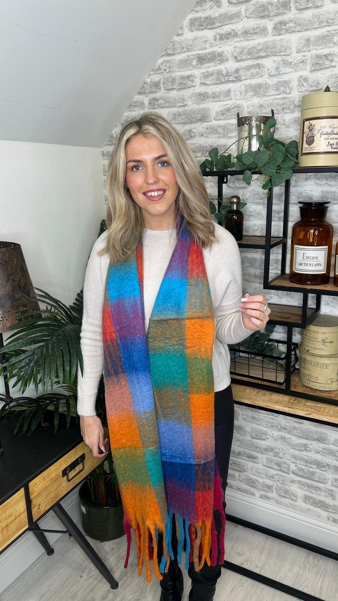 Emily Chunky Scarf In Orange Mix - Crabtree Cottage