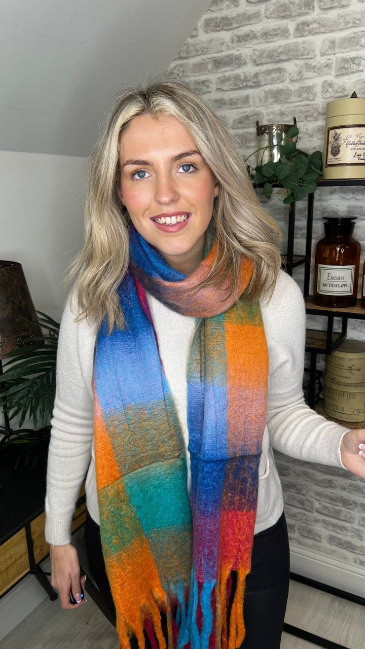 Emily Chunky Scarf In Orange Mix - Crabtree Cottage