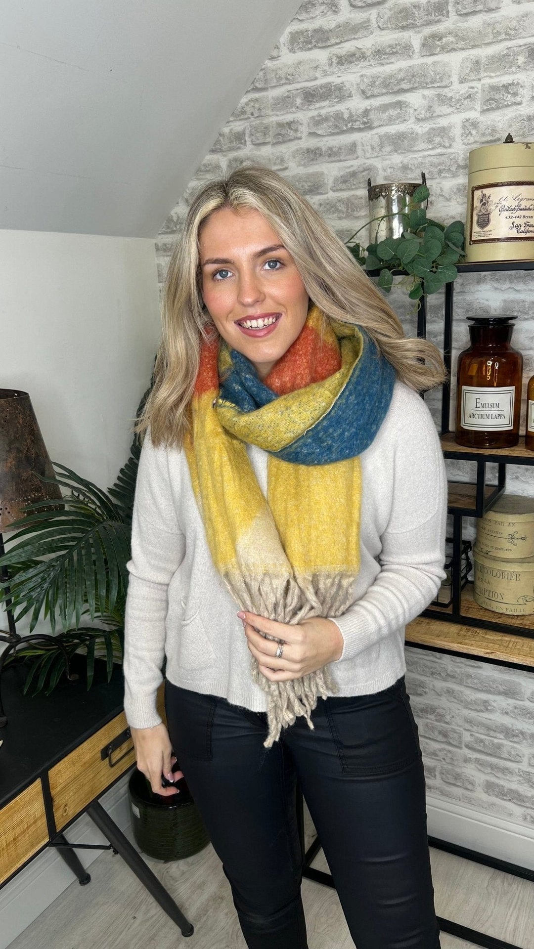 Emily Chunky Scarf In Yellow Mix - Crabtree Cottage