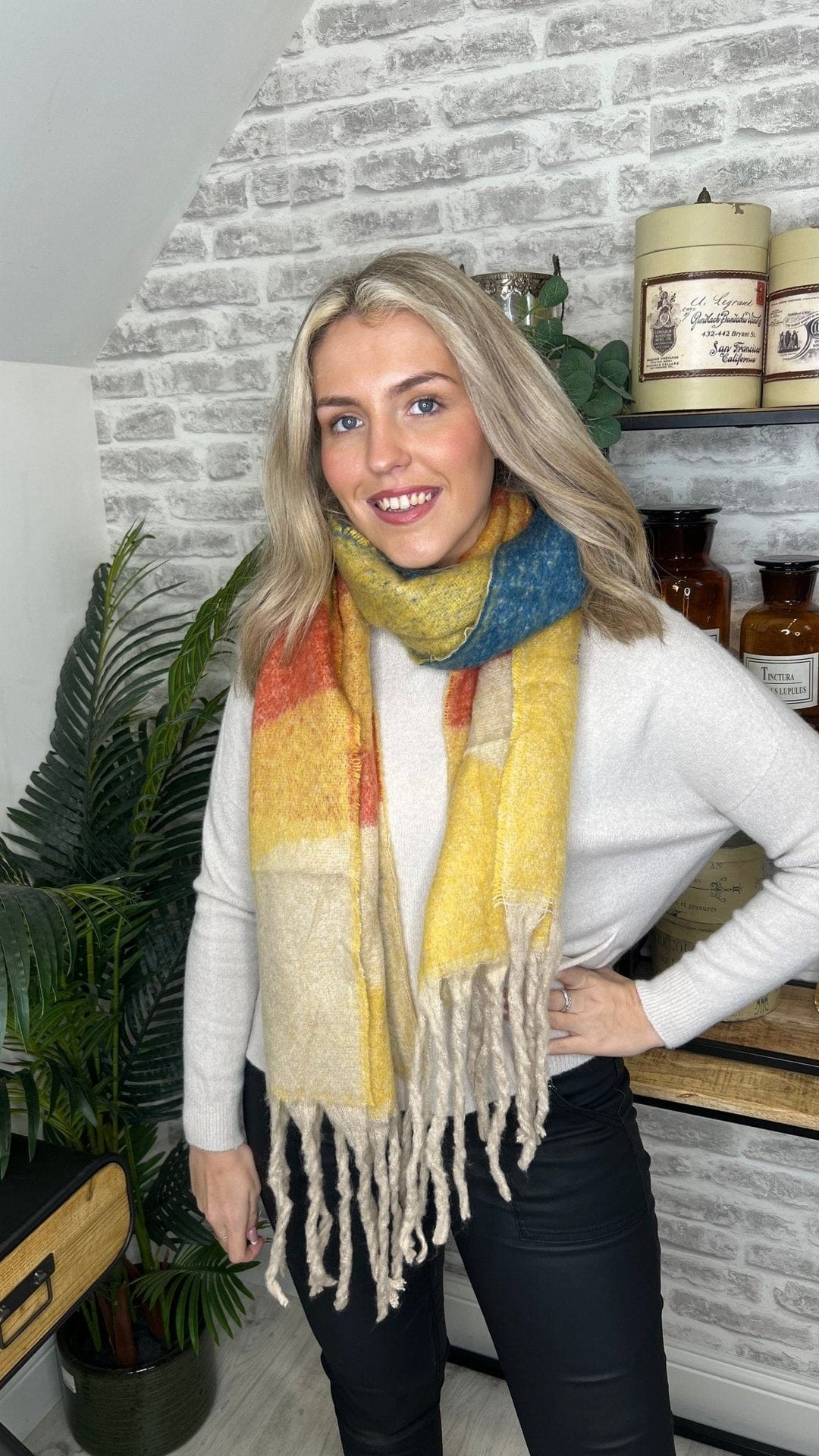 Emily Chunky Scarf In Yellow Mix - Crabtree Cottage