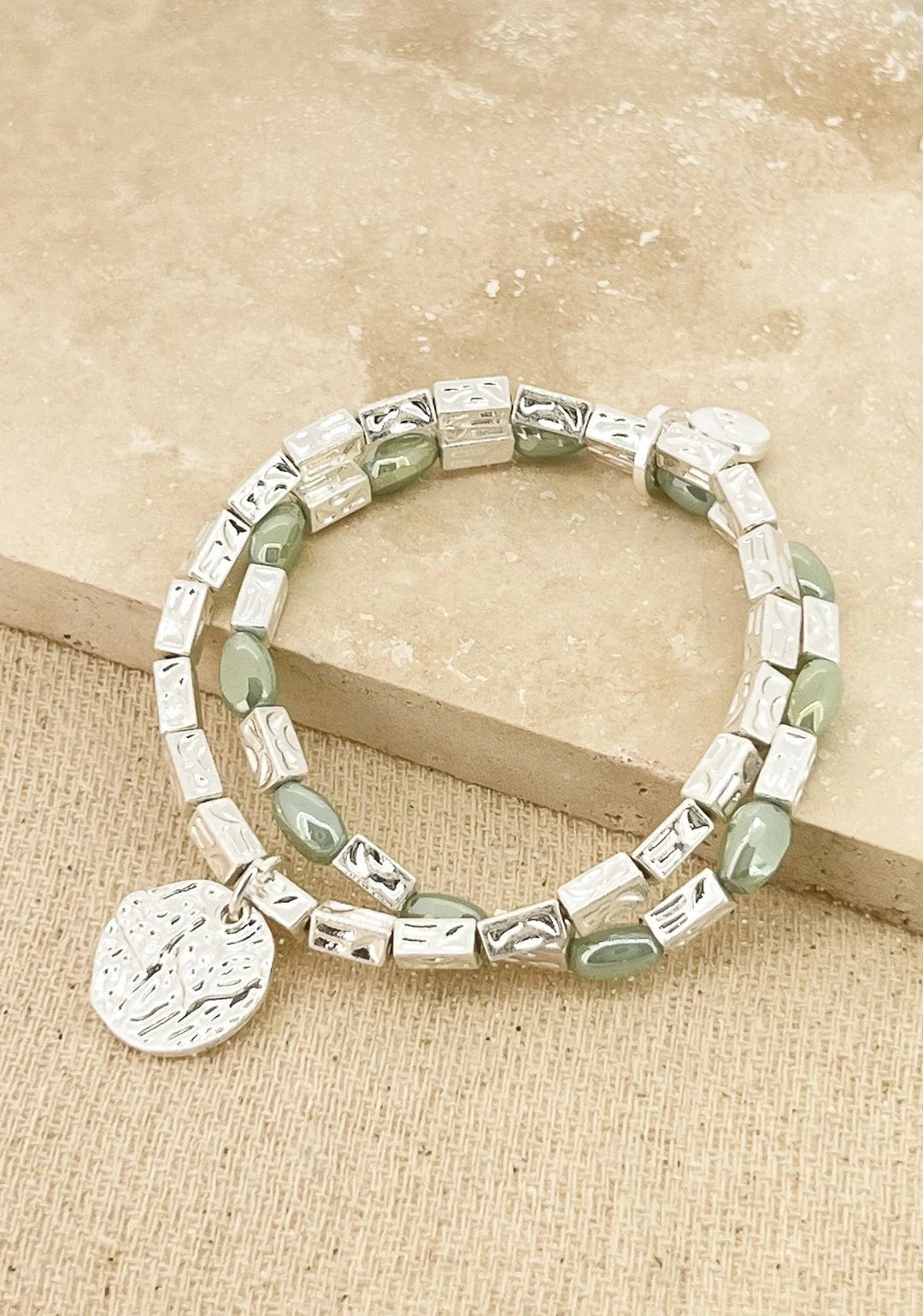 Envy Bead Multi Layer Bracelet In Silver & Grey - Crabtree Cottage