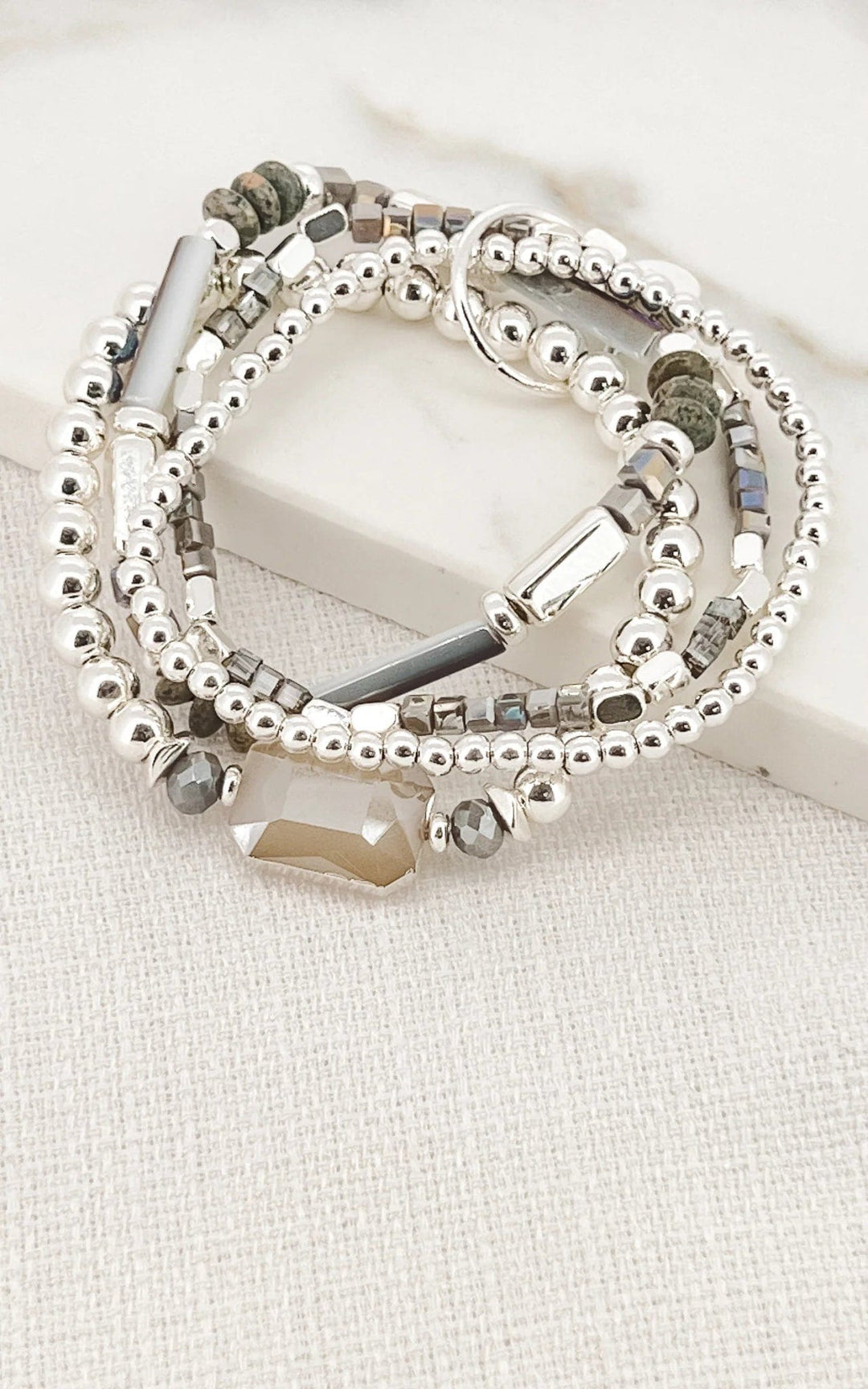 Envy Four layer Bracelet in Silver & Grey - Crabtree Cottage
