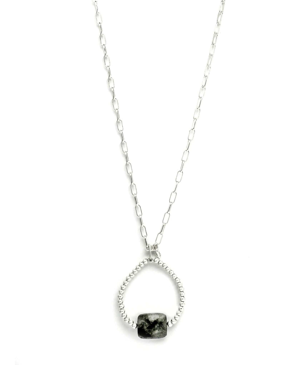 Envy Long Silver Necklace With Hoop Pendant - Crabtree Cottage