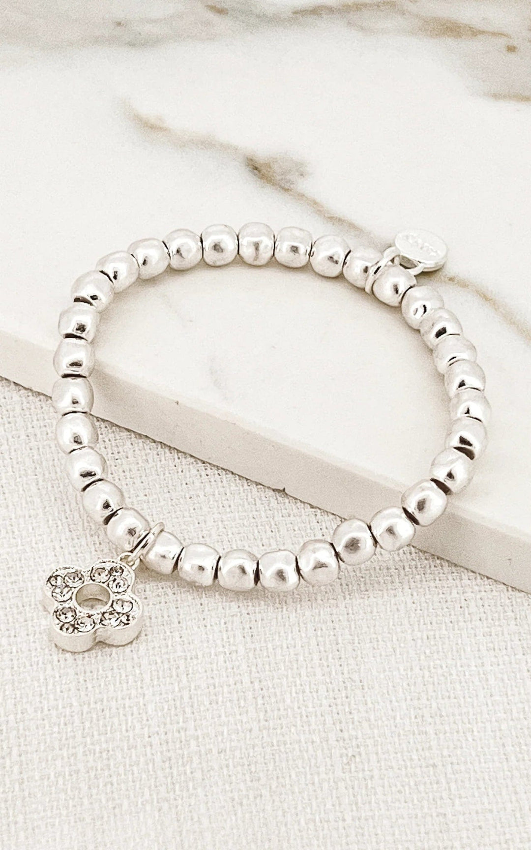 Envy Open Fleur Ball Bracelet In Silver