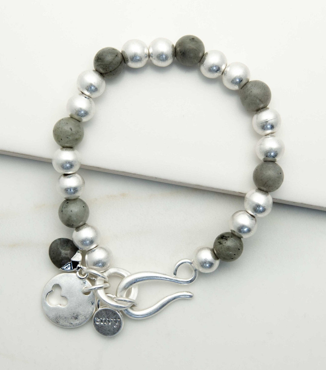 Envy Silver & Grey Beaded Bracelet - Crabtree Cottage