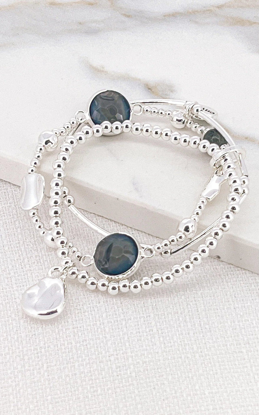 Envy triple layer Bracelet with faceted crystals in silver