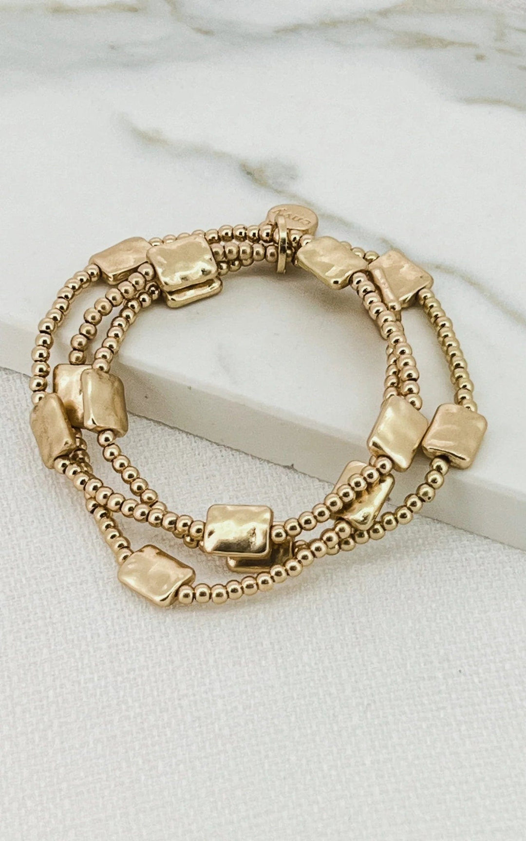 Envy triple layer Bracelet with squares In gold