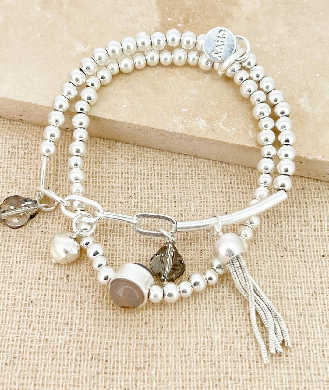 Envy Two Layer Bracelet with Stone Detail silver - Crabtree Cottage