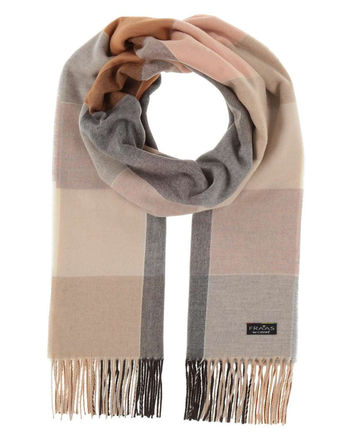 Fraas Chequered Scarf In Camel