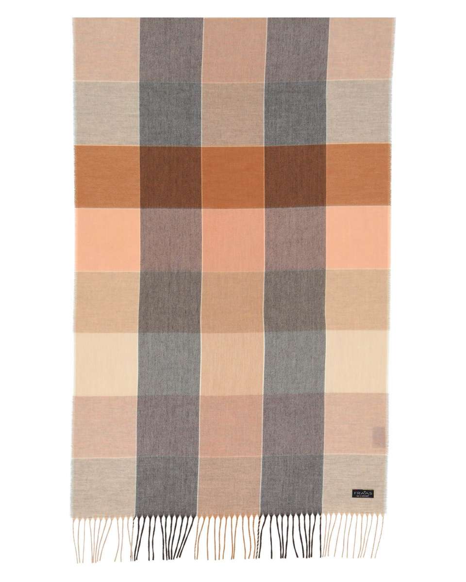 Fraas Chequered Scarf In Camel