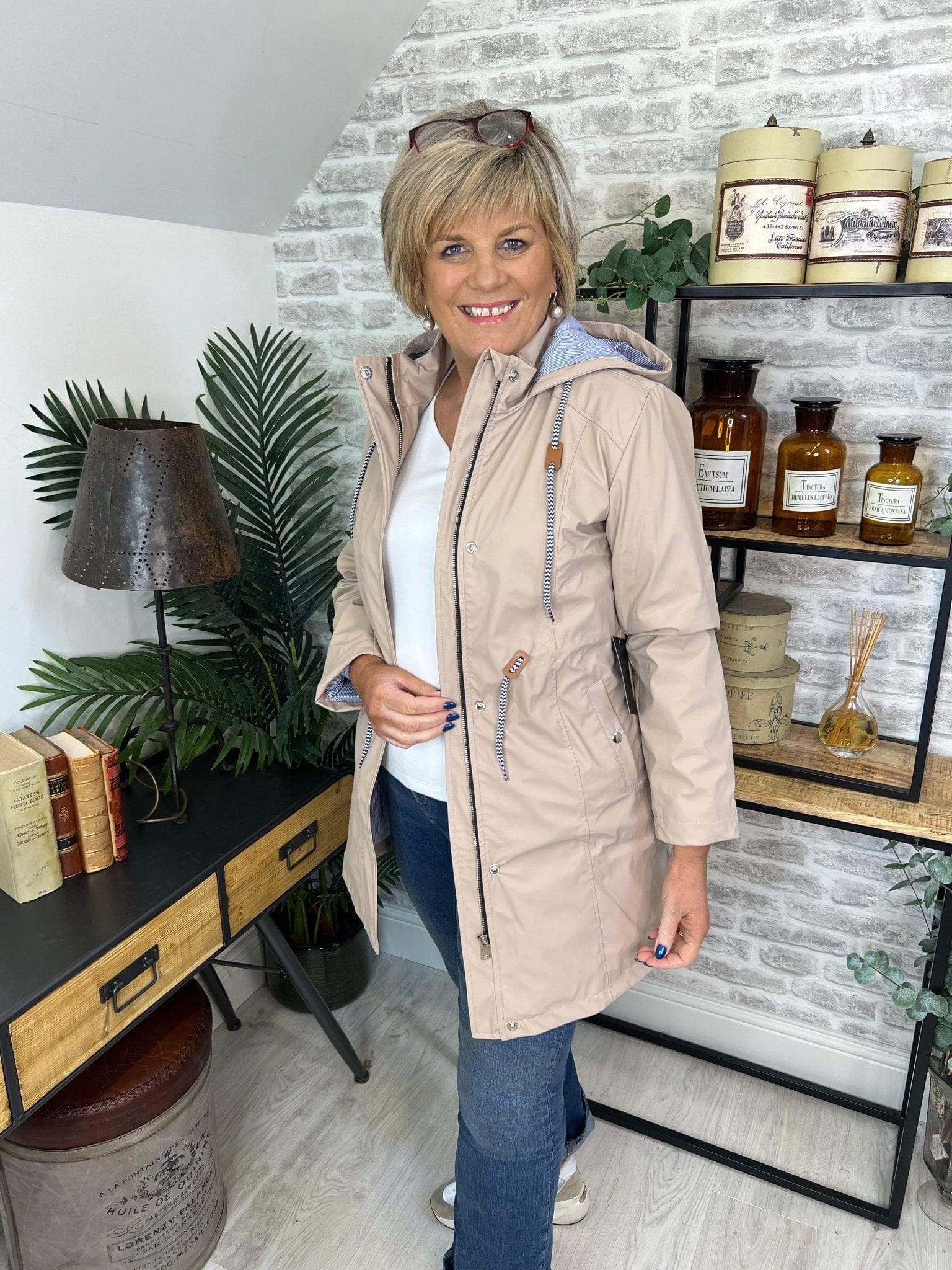 Hailey Long Rain Jacket In Beige - Crabtree Cottage