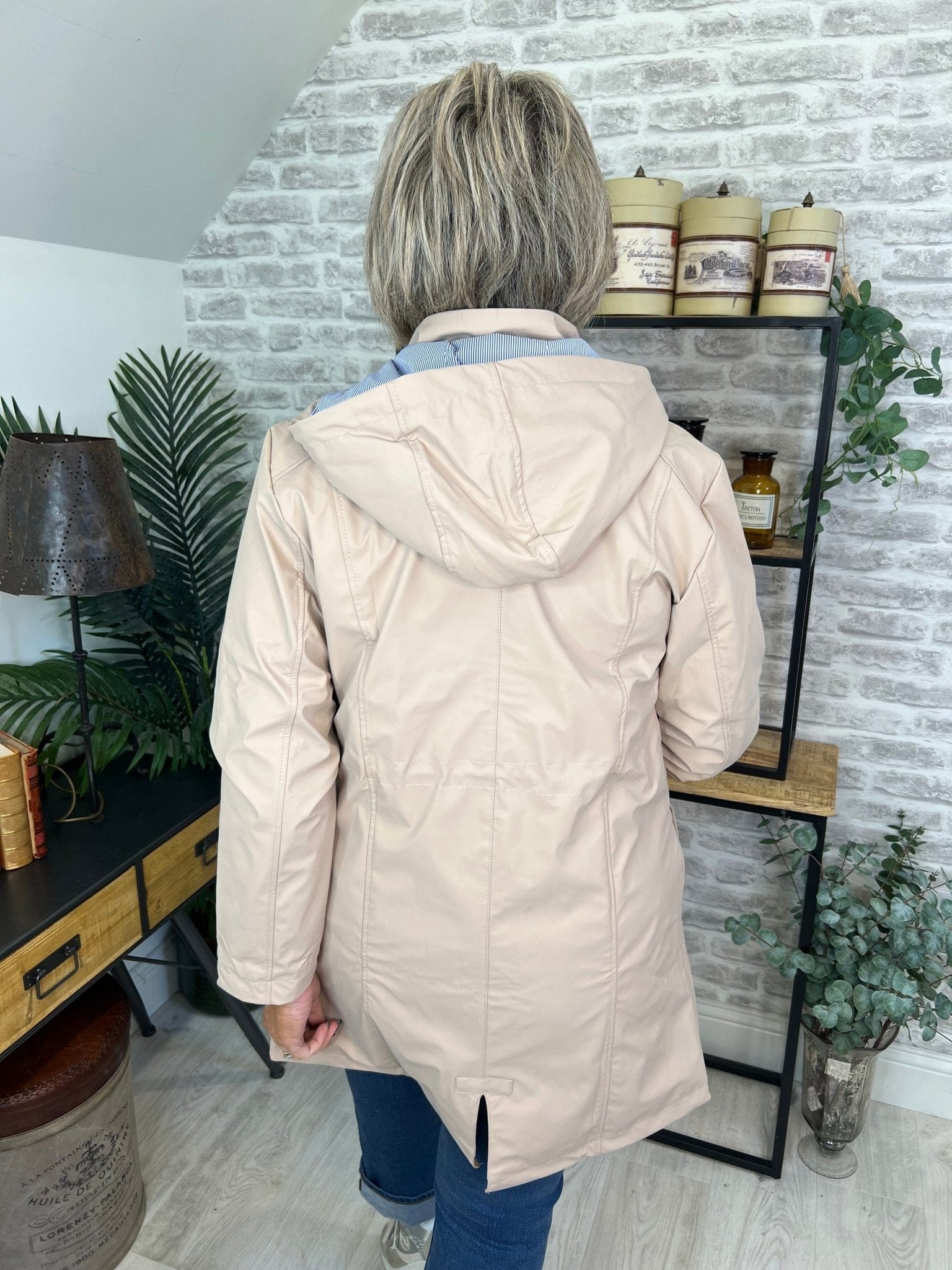 Hailey Long Rain Jacket In Beige - Crabtree Cottage