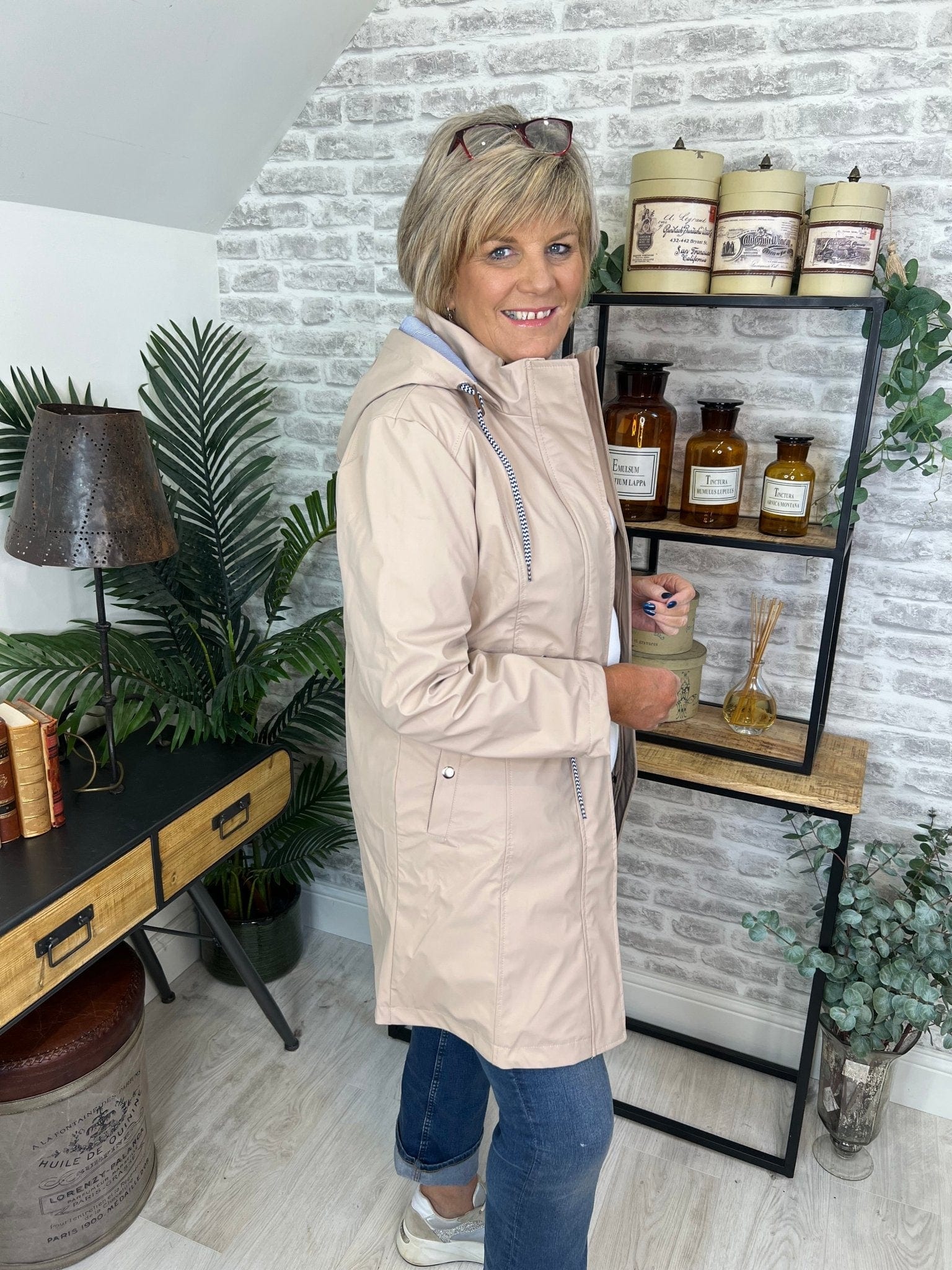 Hailey Long Rain Jacket In Beige - Crabtree Cottage