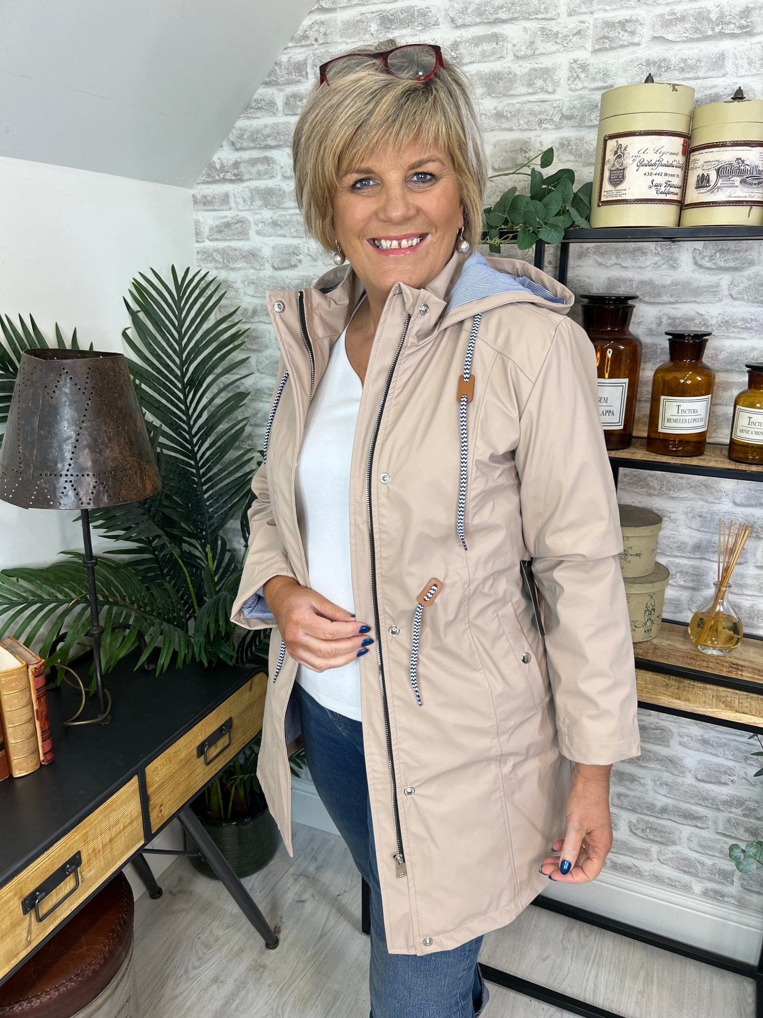 Hailey Long Rain Jacket In Beige - Crabtree Cottage