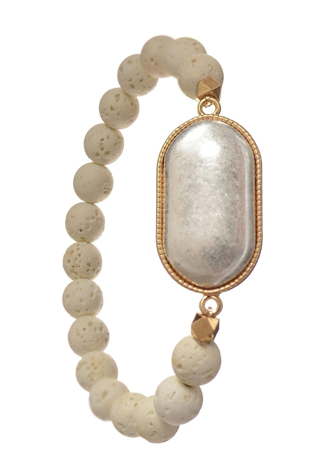 Hot Tomato Lava Bead With Oval Detail Bracelet In Nude Mix Metal
