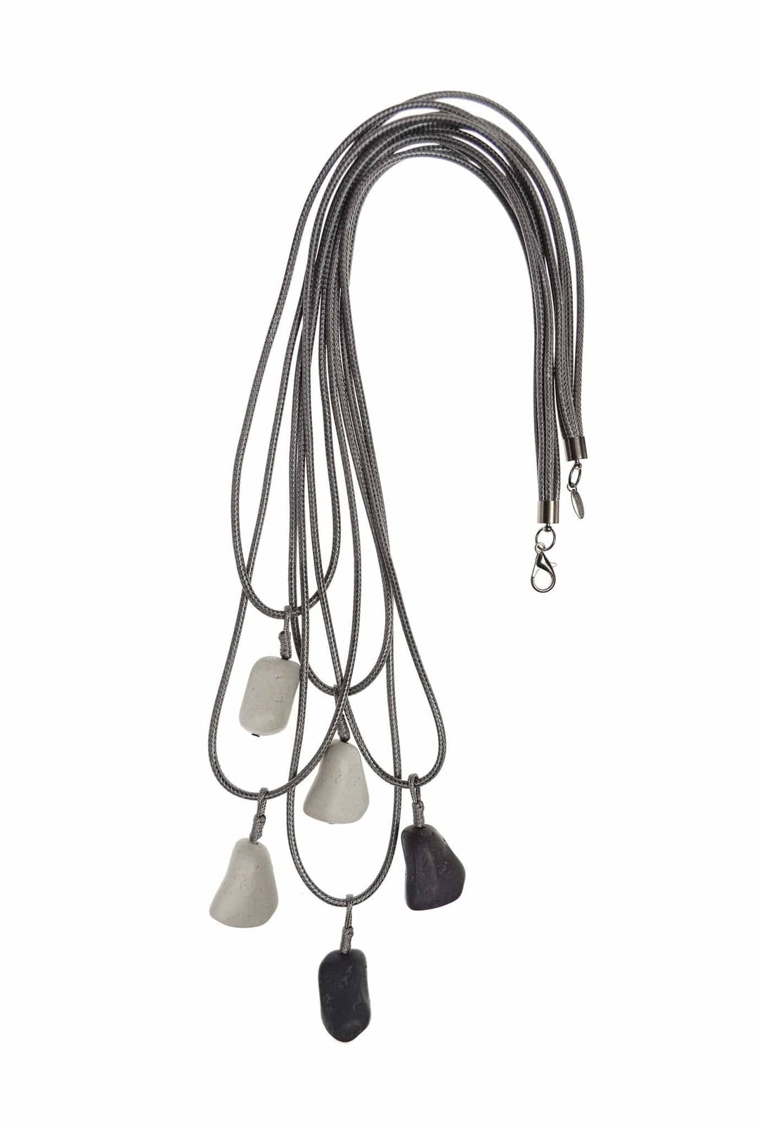 Hot Tomato Layered Stone Collaboration Necklace In Grey Tones - Crabtree Cottage