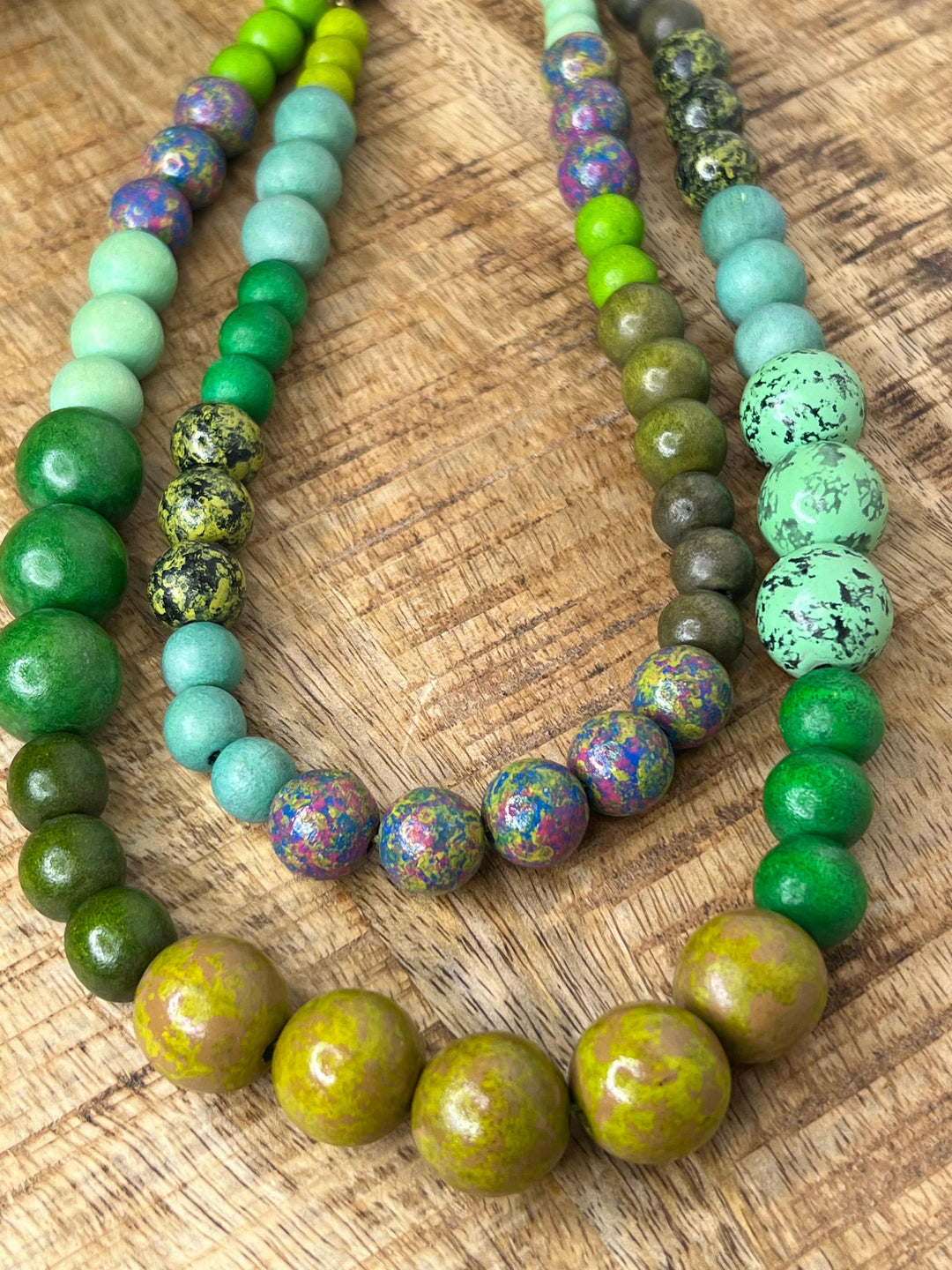 Nouvelle Double Tier Ball Necklace In Green Multi