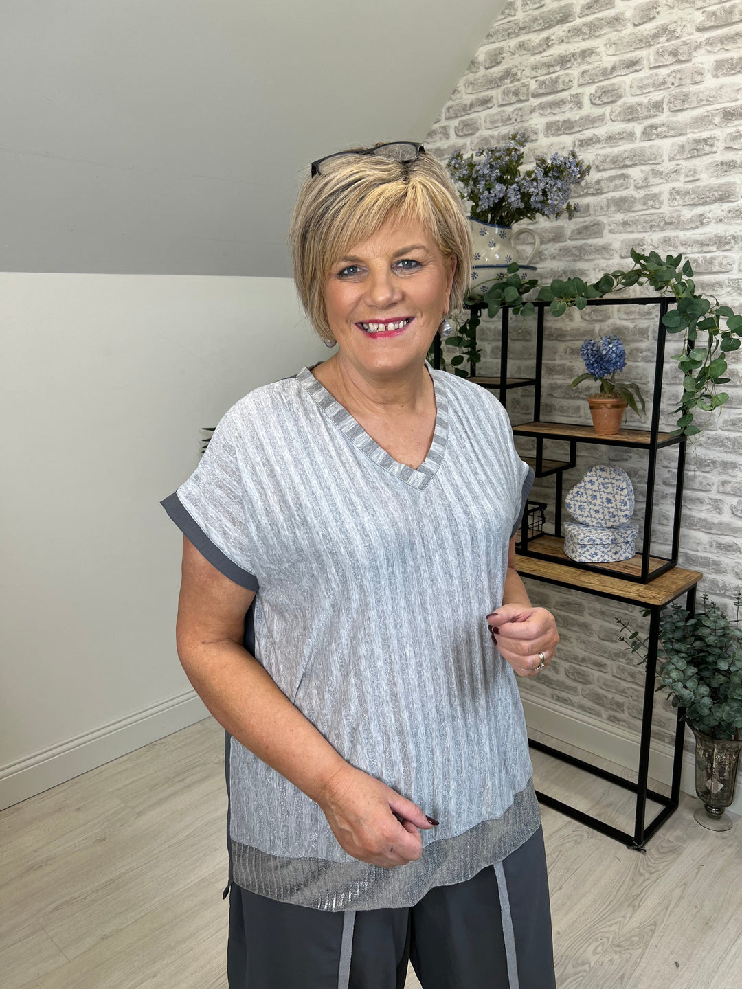 Seva Grey Striped Tunic 005