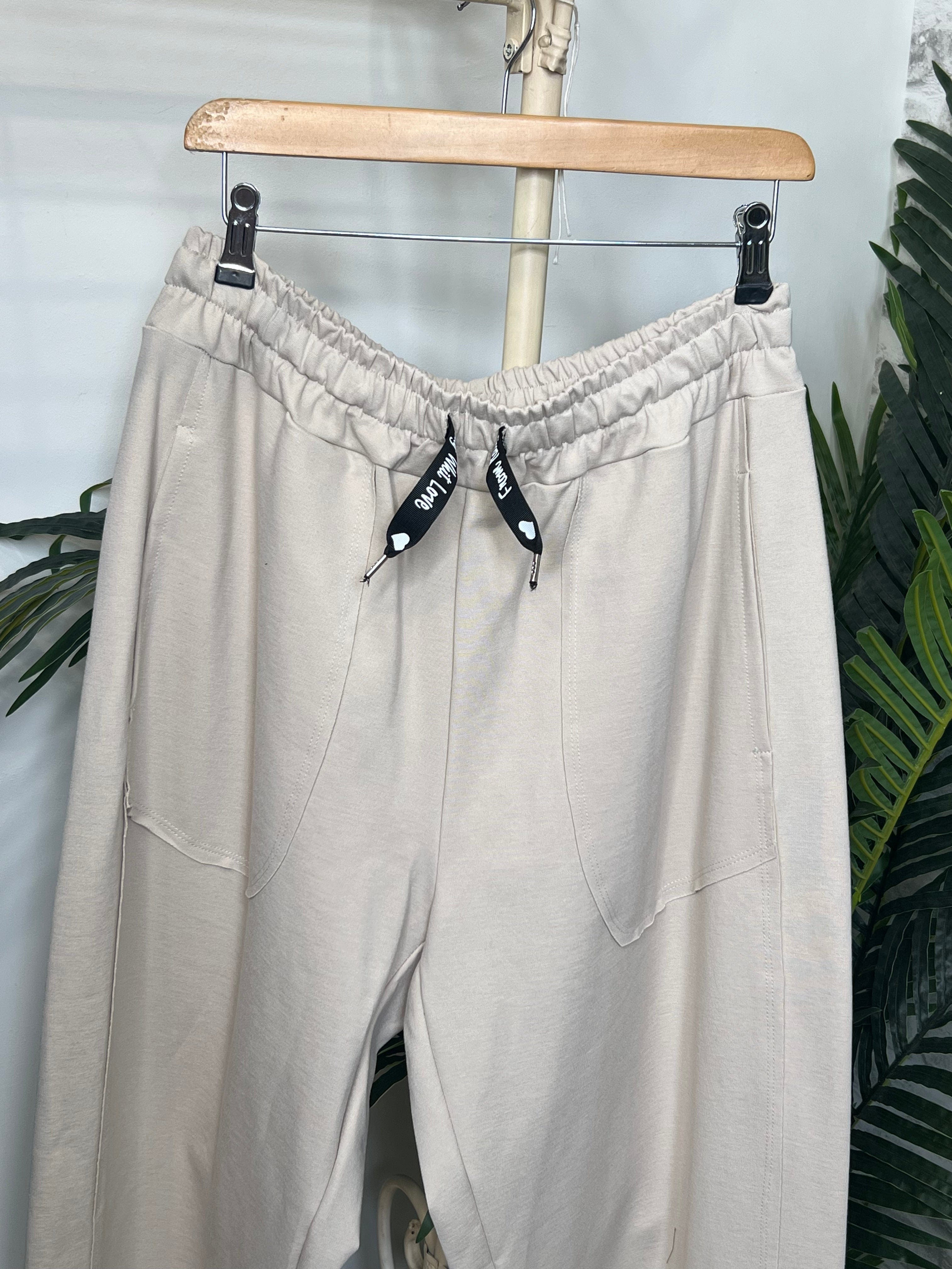 Ella Wide Leg Trousers In Stone