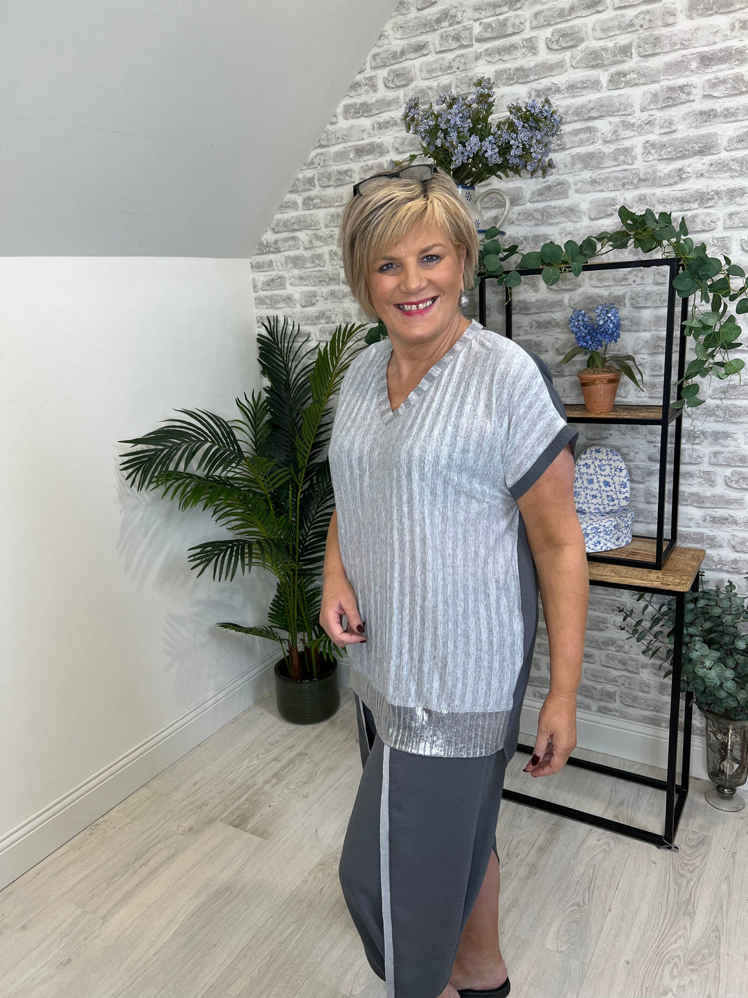 Seva Grey Striped Tunic 005
