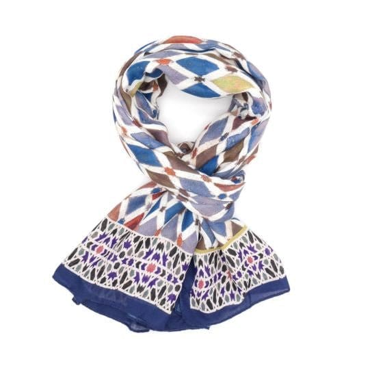 Jenny Geo Print Scarf In Blue - Crabtree Cottage