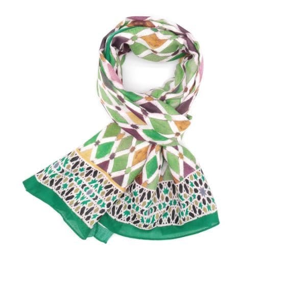 Jenny Geo Print Scarf In Green - Crabtree Cottage