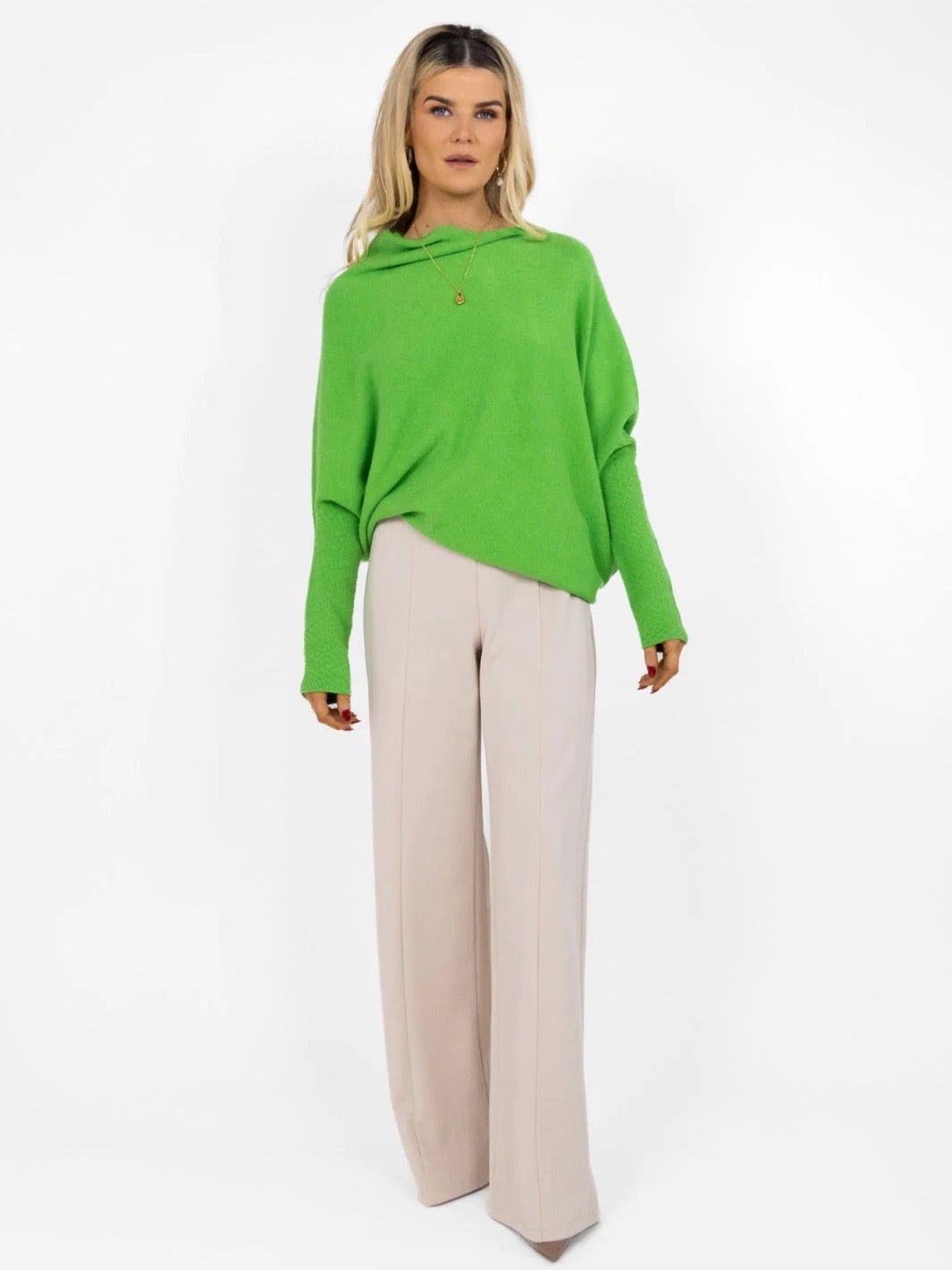 Kate & Pippa Windsor Knit Jumper In Lime Green - Crabtree Cottage
