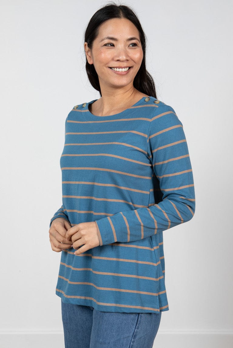Lily & Me Riverside Stripe Top In Soft Blue - Crabtree Cottage
