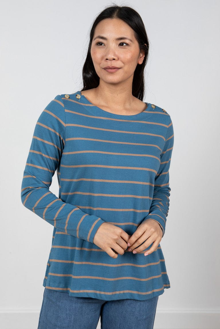 Lily & Me Riverside Stripe Top In Soft Blue - Crabtree Cottage