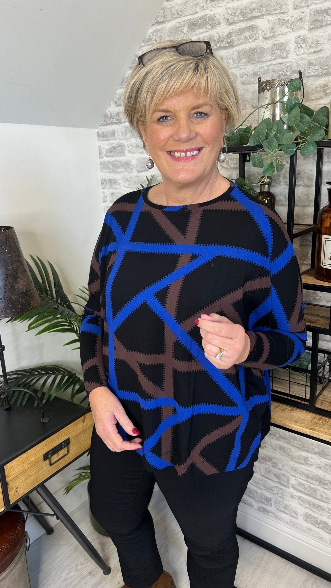 Masai Barr Jersey Print Top in Blue multi - Crabtree Cottage