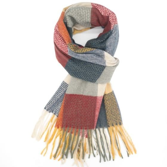 Mia Tartan Scarf In Blue Mix - Crabtree Cottage