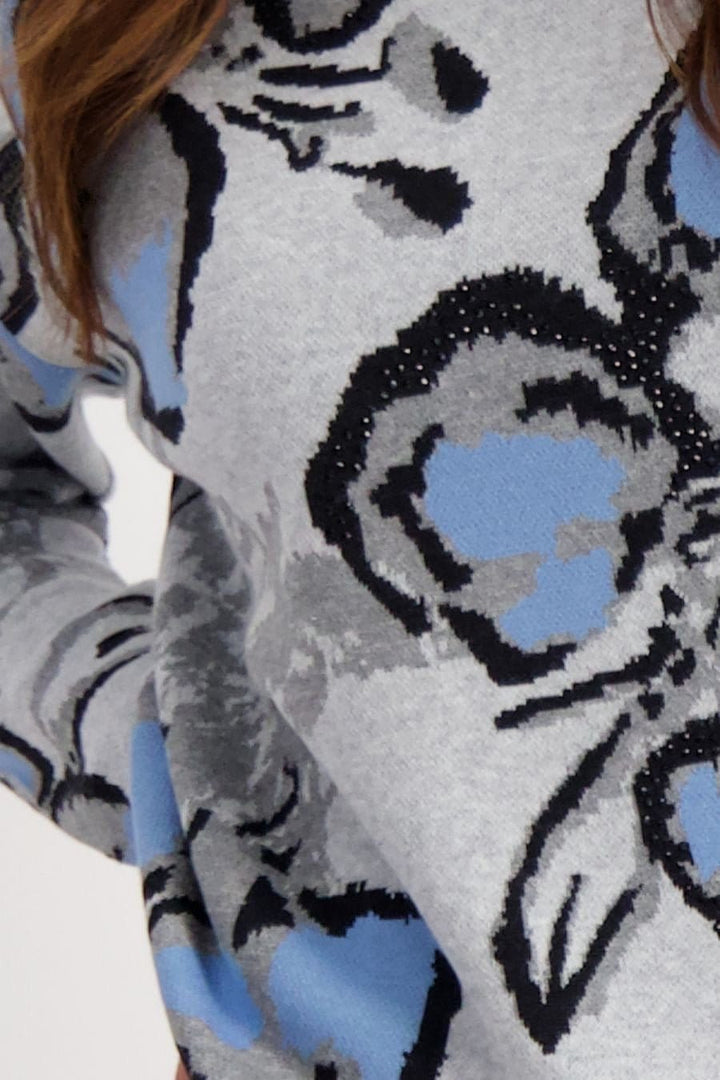 Monari Fine Pullover Knit In Cloud Melange Pattern - Crabtree Cottage